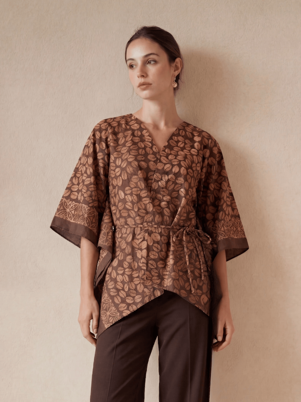 Outer Batik Wanita - Batik Warna Alam-Motif Kopi-Zero waste cut outer