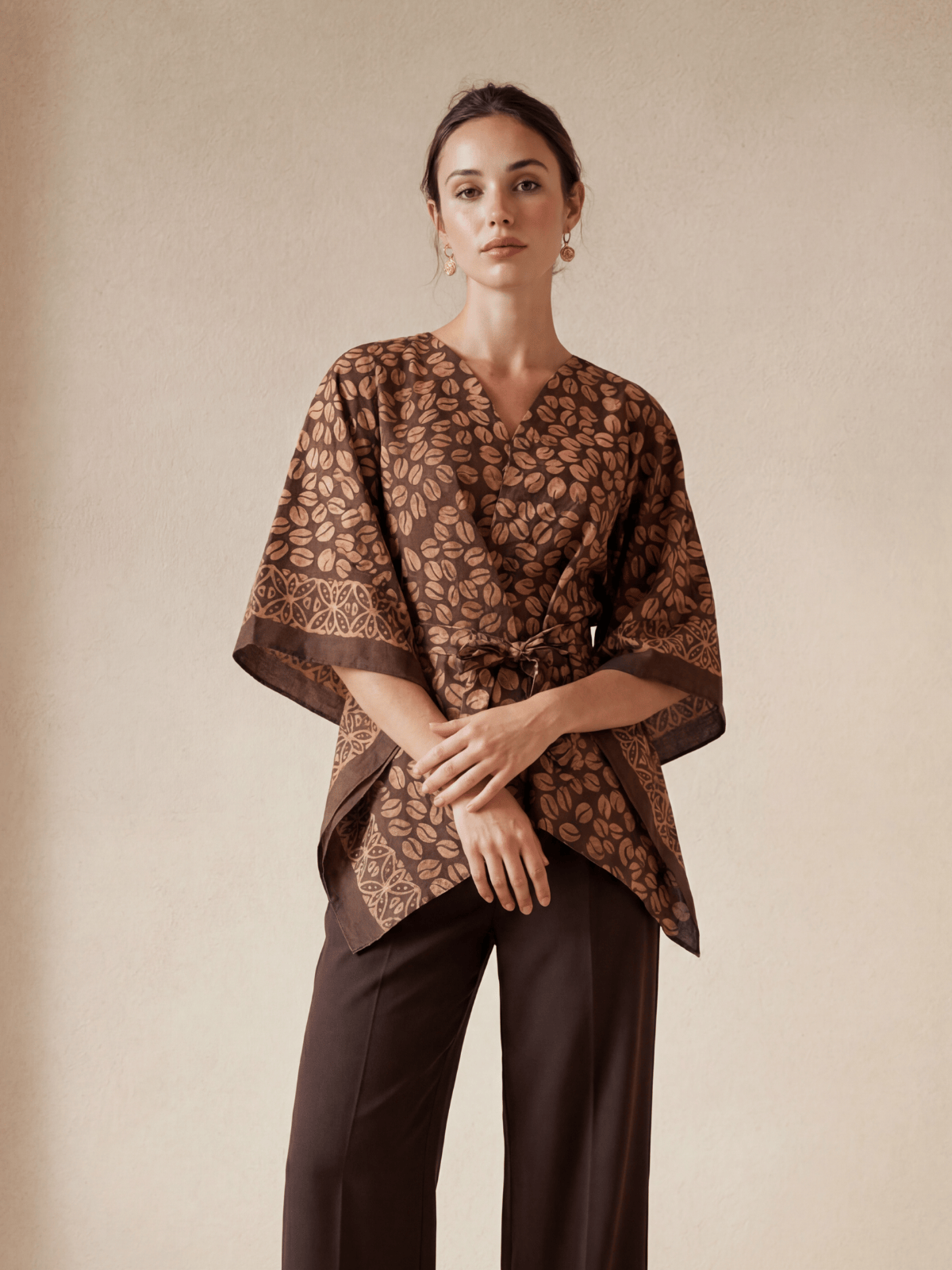 Outer Batik Wanita - Batik Warna Alam-Motif Kopi-Zero waste cut outer