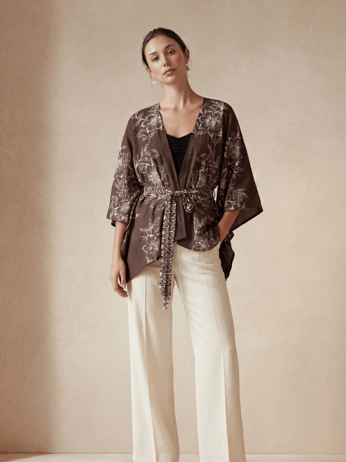 Outer Batik Kimono Wanita Elegan - Batik Warna Alam-Motif Mekar-Zero waste cut outer